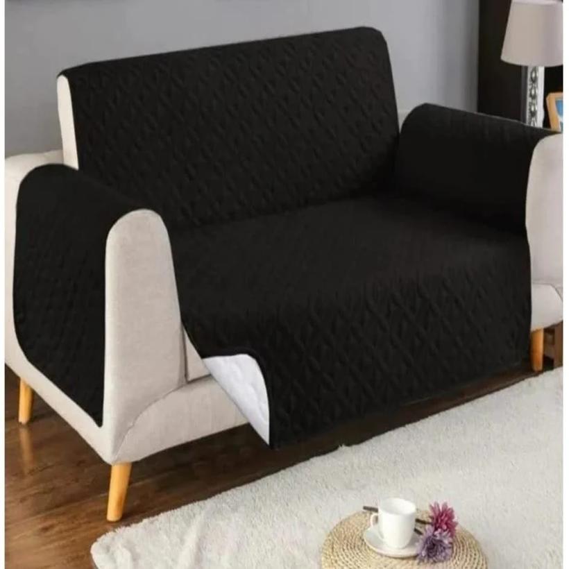 Ultrasonic Quilted Style Sofa Cover – Black (Premium Stretch Fit)