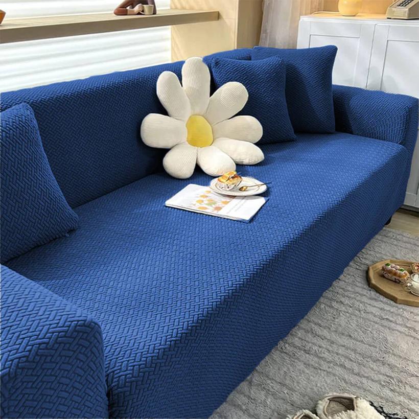 Stripe Style Sofa Cover – Blue (Premium Stretch Fit)