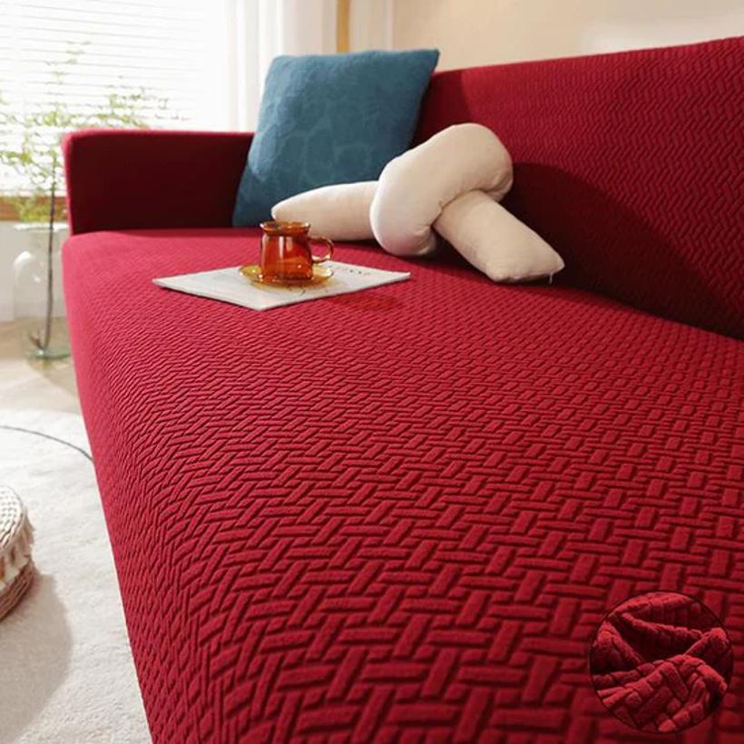 Stripe Style Sofa Cover – Red (Premium Stretch Fit)