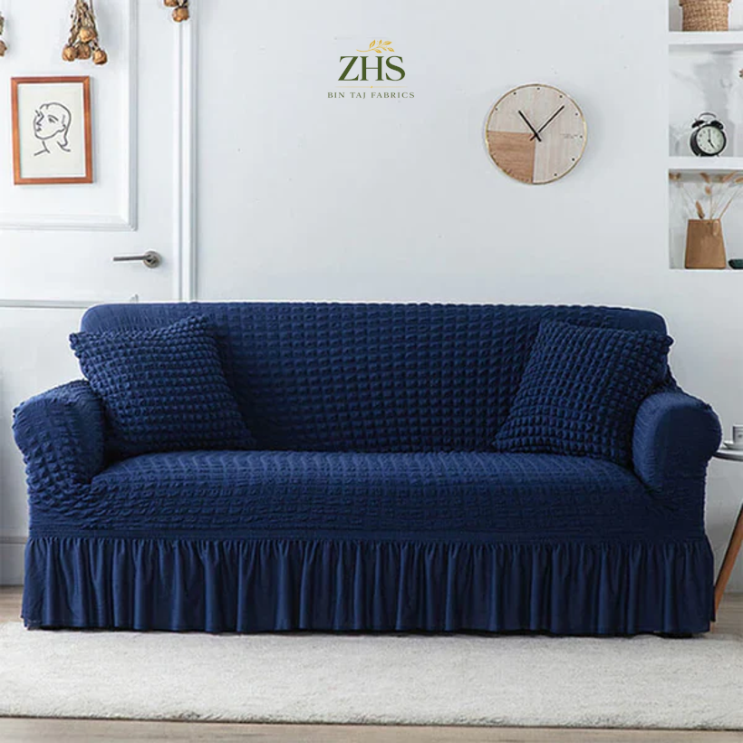 Bubble Sofa Cover – Navy Blue (Premium Stretch Fit)