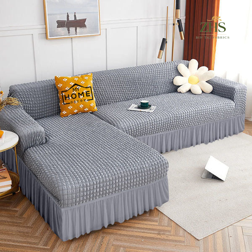L Shape Ruffled Premium Bubble Sofa Covers Collection