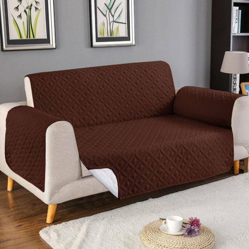 Ultrasonic Quilted Style Sofa Cover – Brown (Premium Stretch Fit)