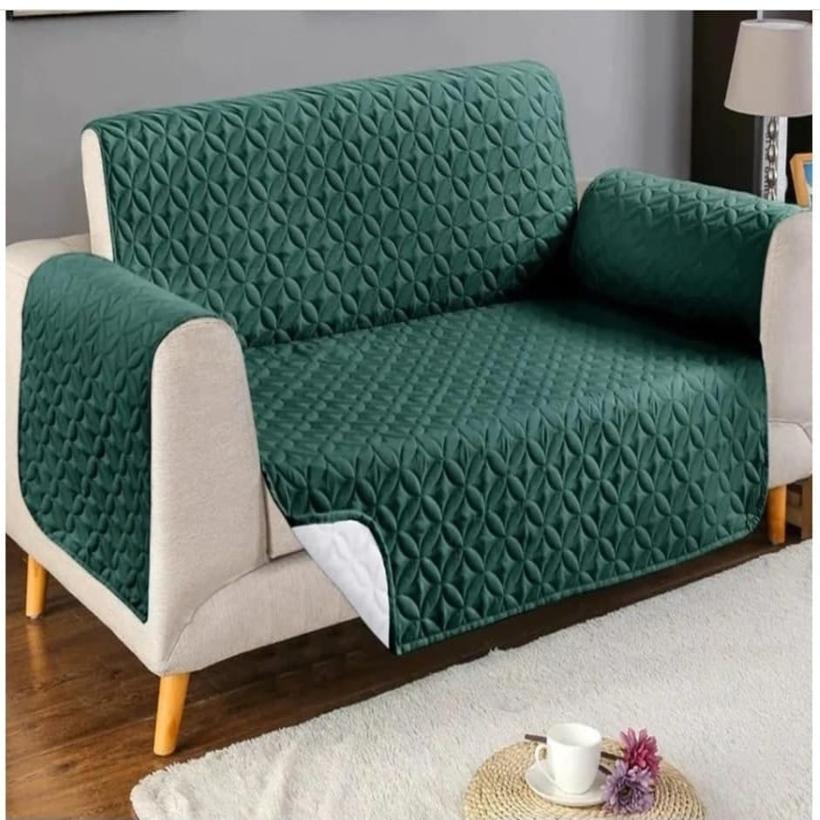 Ultrasonic Quilted Style Sofa Cover – Green (Premium Stretch Fit)