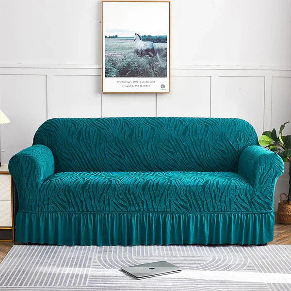 Zebra Velvet Sofa Cover – Zinc (Premium Stretch Fit)