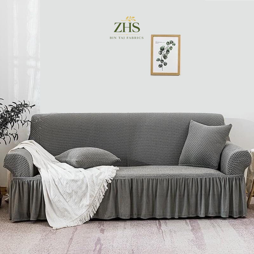 Turkish Style Mesh Sofa Cover – Gray (Premium Stretch Fit)