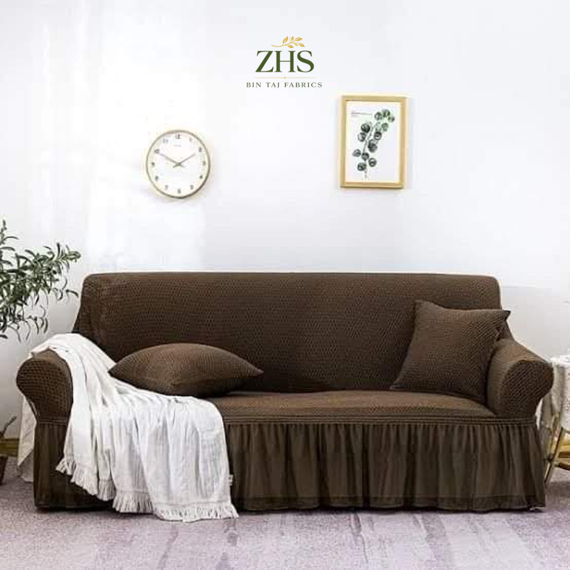 Turkish Style Mesh Sofa Cover – Chocolate (Premium Stretch Fit)