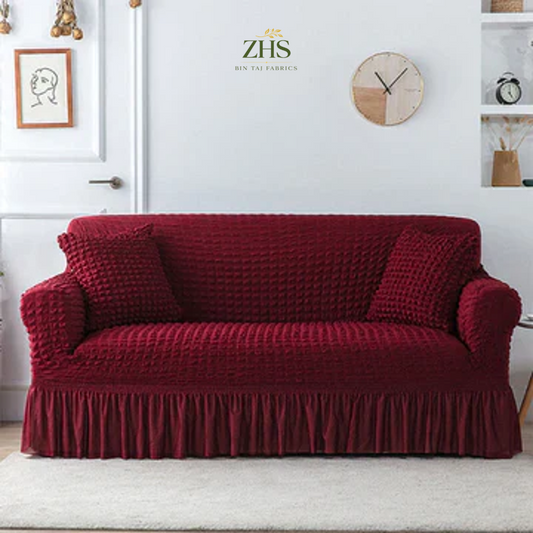 Bubble Sofa Cover – Red (Premium Stretch Fit)